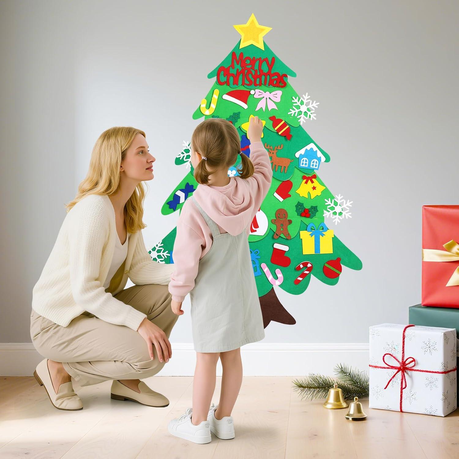 Árbol de Navidad de Fieltro DIY Srkmxzr 99x66 cm con Luces