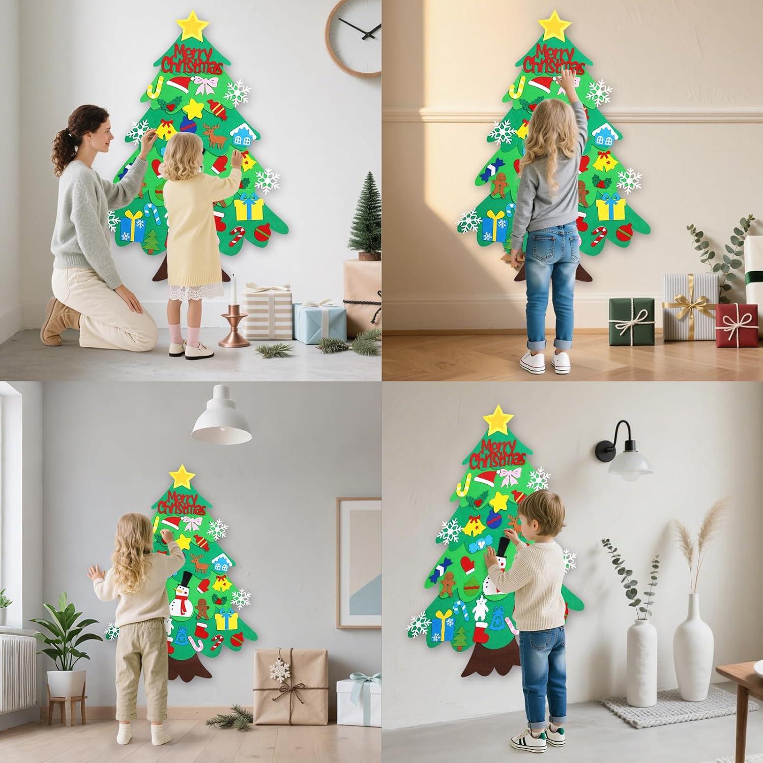 Árbol de Navidad de Fieltro DIY Srkmxzr 99x66 cm con Luces