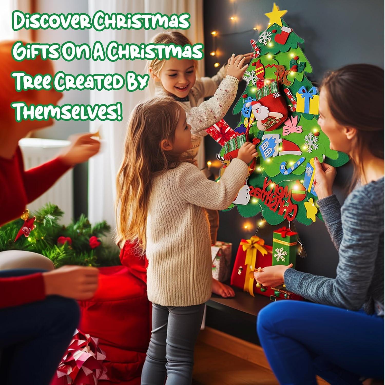 Árbol de Navidad de Fieltro BABORUI 0.91m con Luces y Adornos