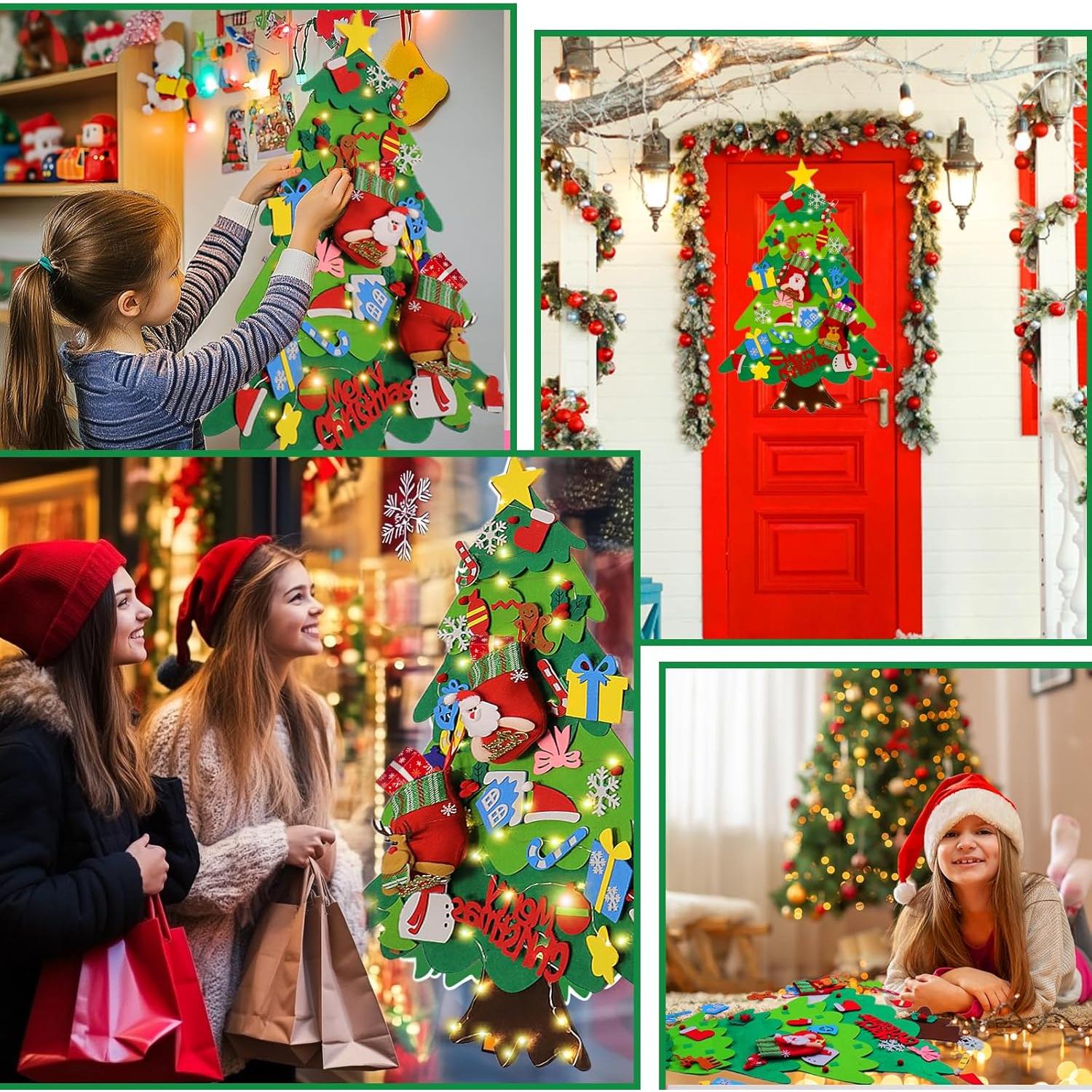 Árbol de Navidad de Fieltro BABORUI 0.91m con Luces y Adornos
