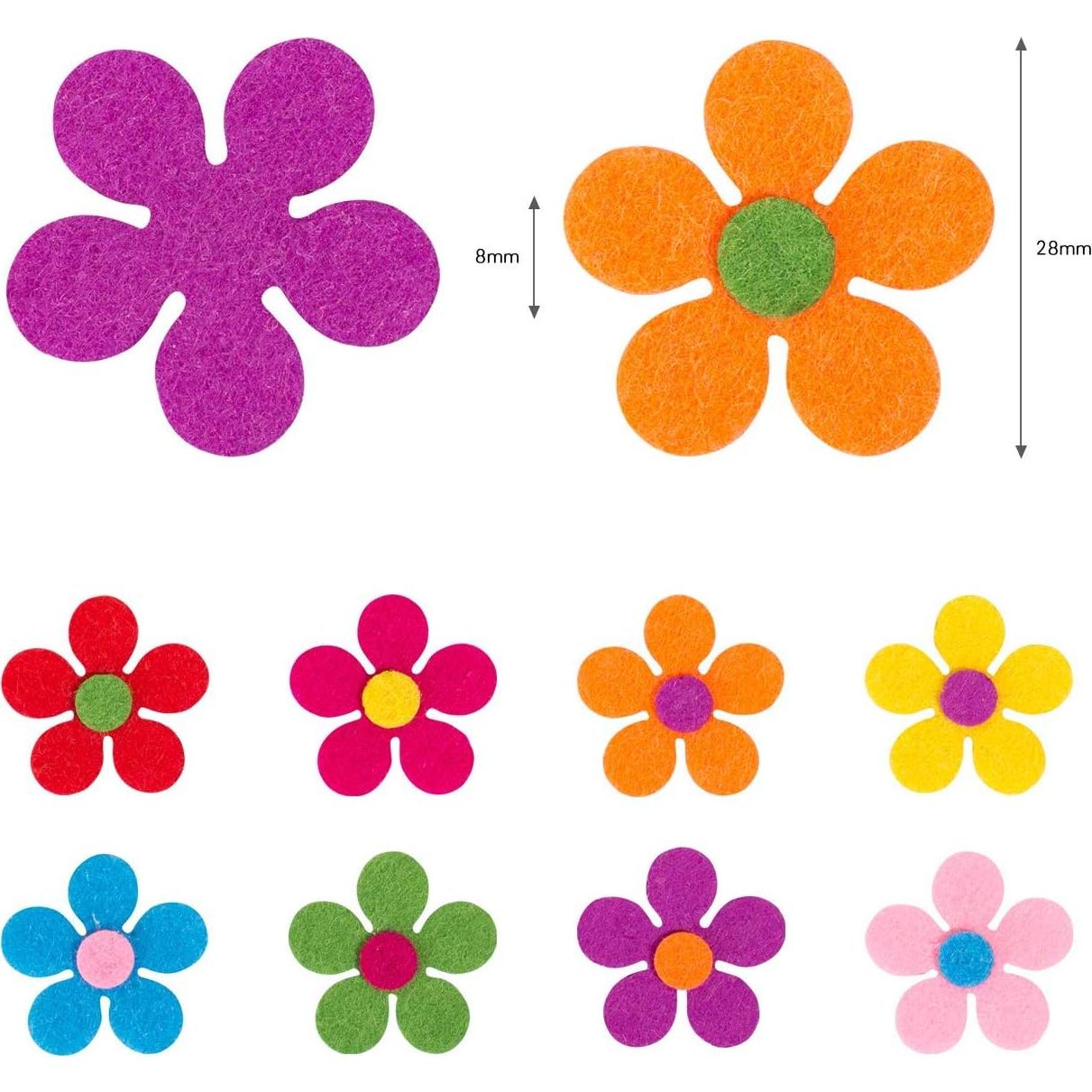 Naler 120 Piezas Flores de Fieltro 2.8 cm Colores Variados