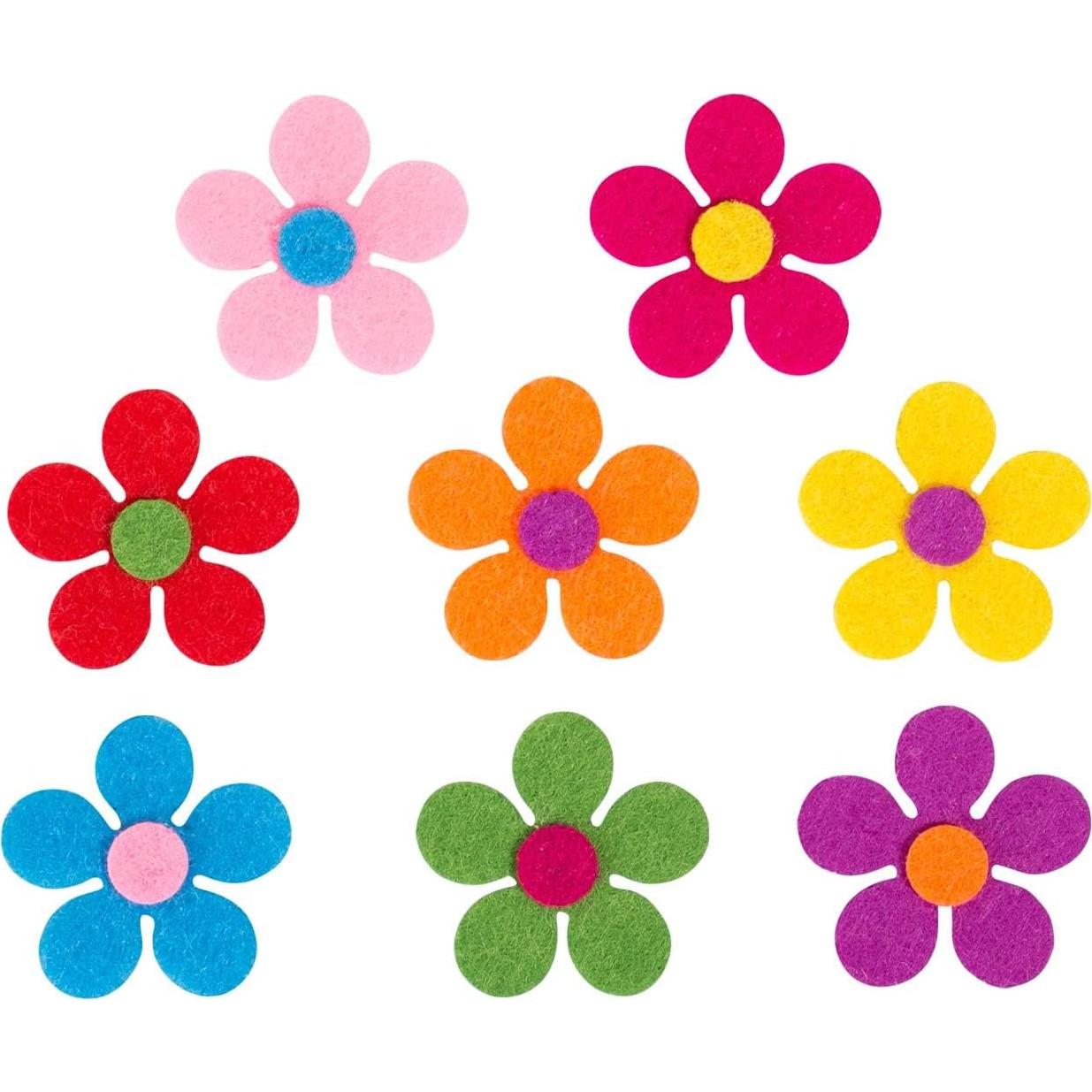 Naler 120 Piezas Flores de Fieltro 2.8 cm Colores Variados