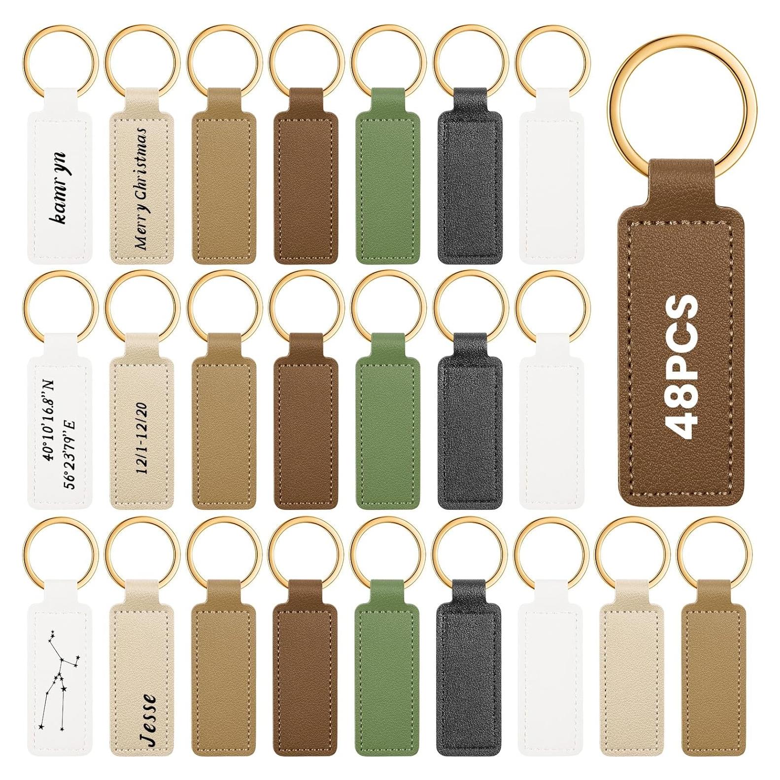 48 Llaveros de Cuero PU Personalizables Wavyknot 7.2x2.4cm