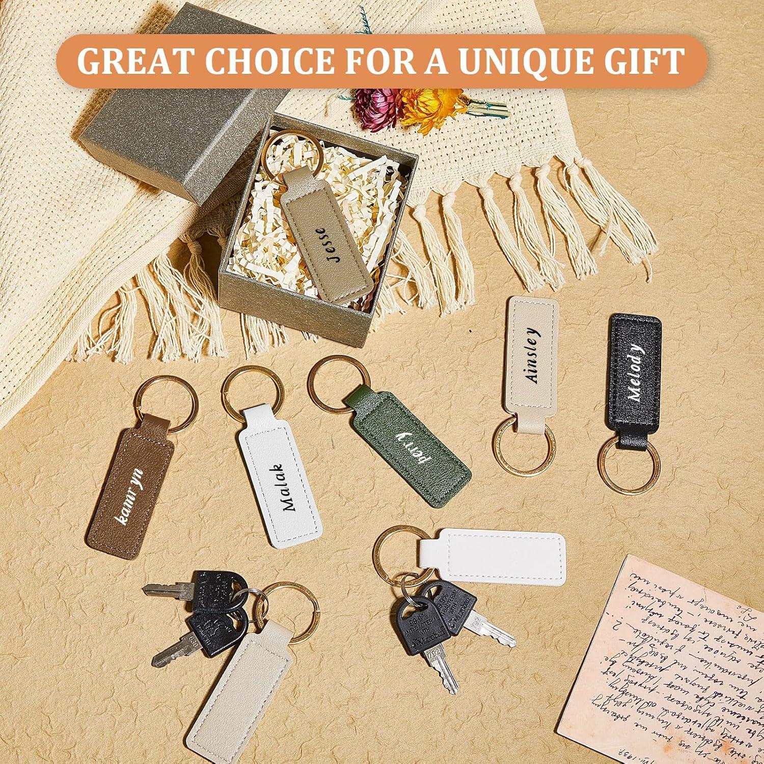 48 Llaveros de Cuero PU Personalizables Wavyknot 7.2x2.4cm