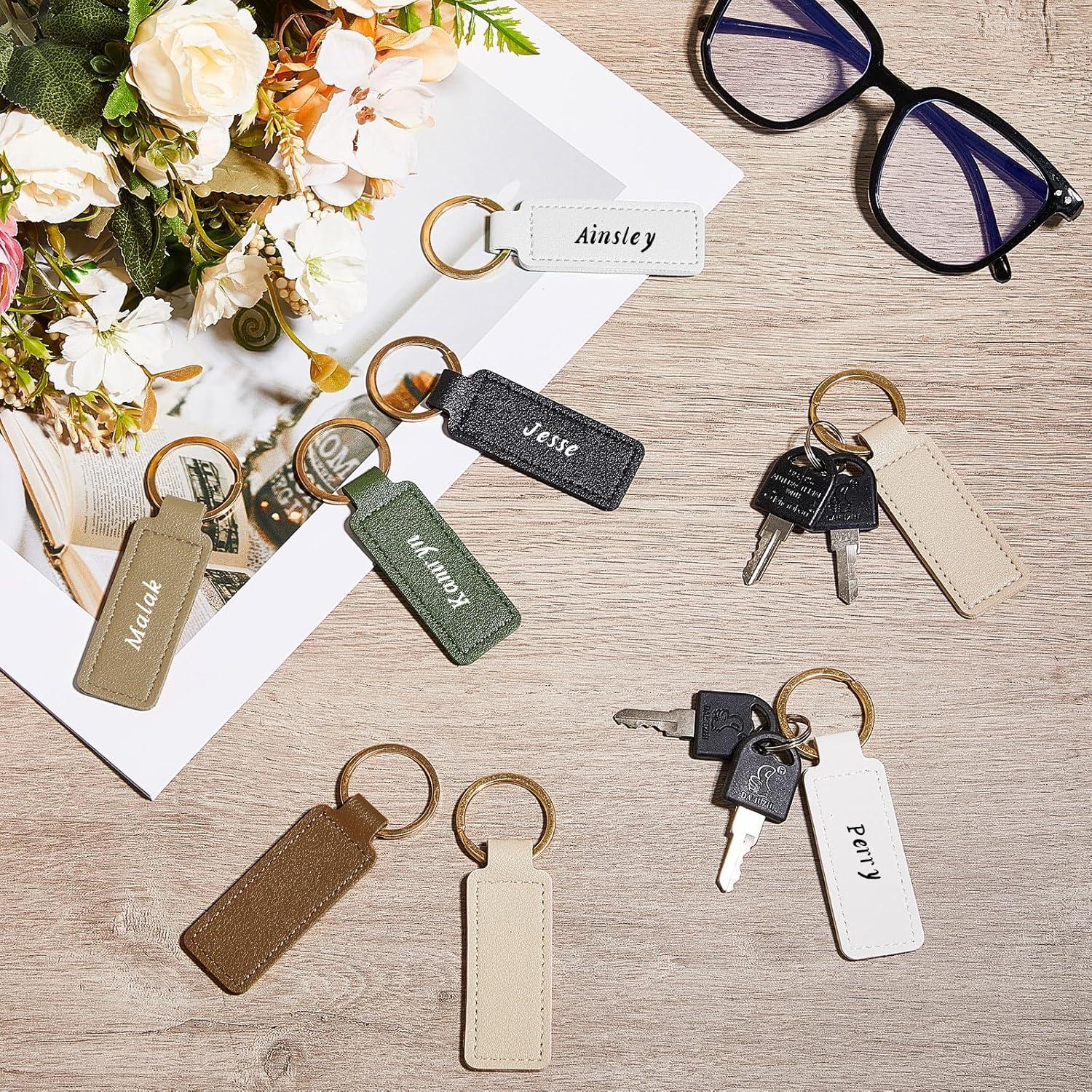 48 Llaveros de Cuero PU Personalizables Wavyknot 7.2x2.4cm