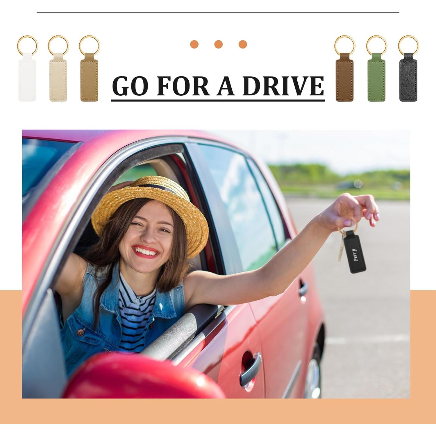 48 Llaveros de Cuero PU Personalizables Wavyknot 7.2x2.4cm