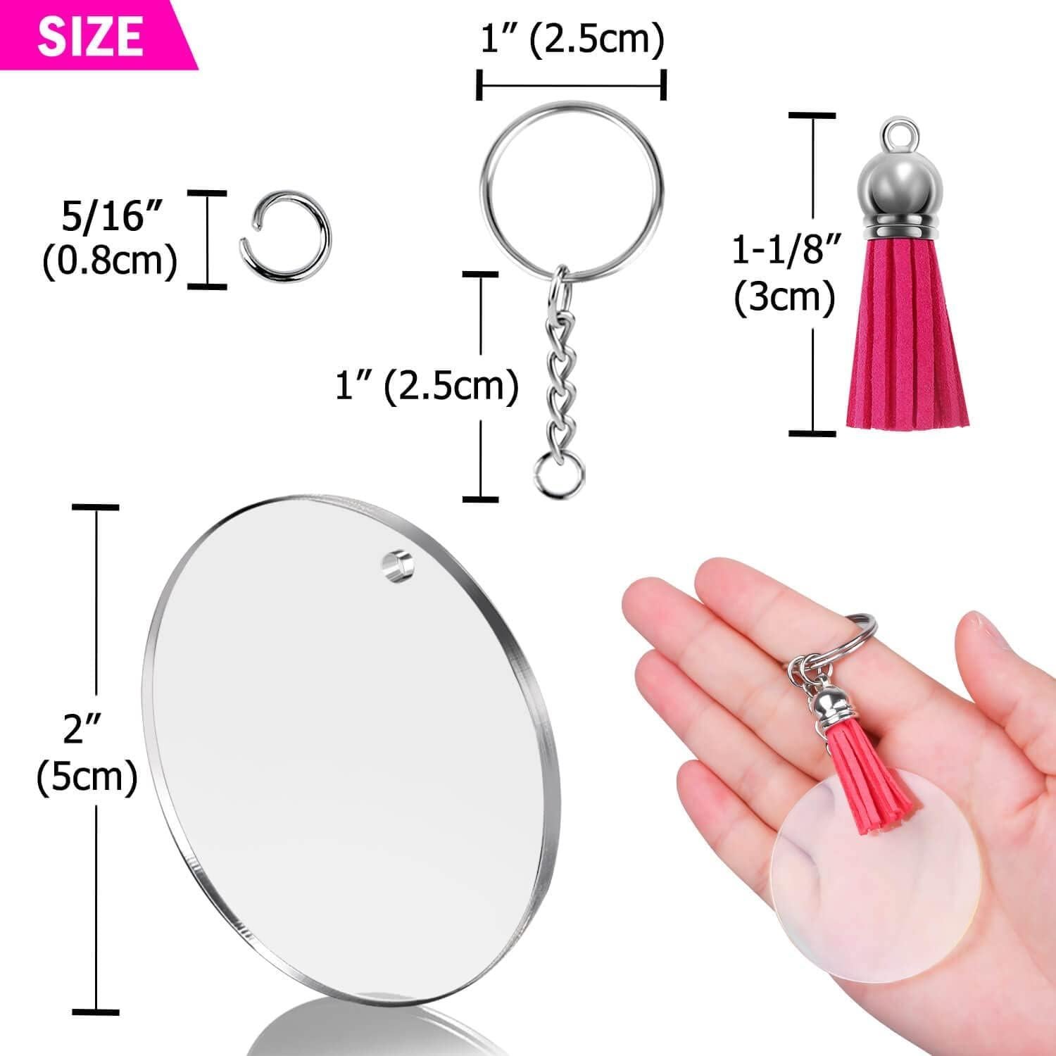 Kit de Llaveros en Blanco de Acrílico Shynek - 20 Piezas