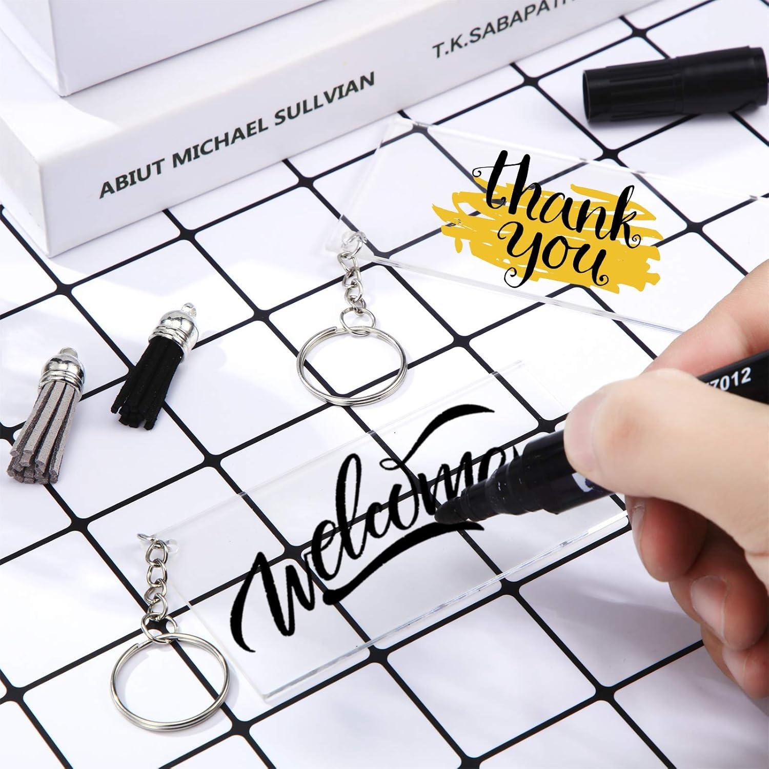 Llavero Acrílico Blanco Rectangular DIY Yaomiao - 12 Piezas