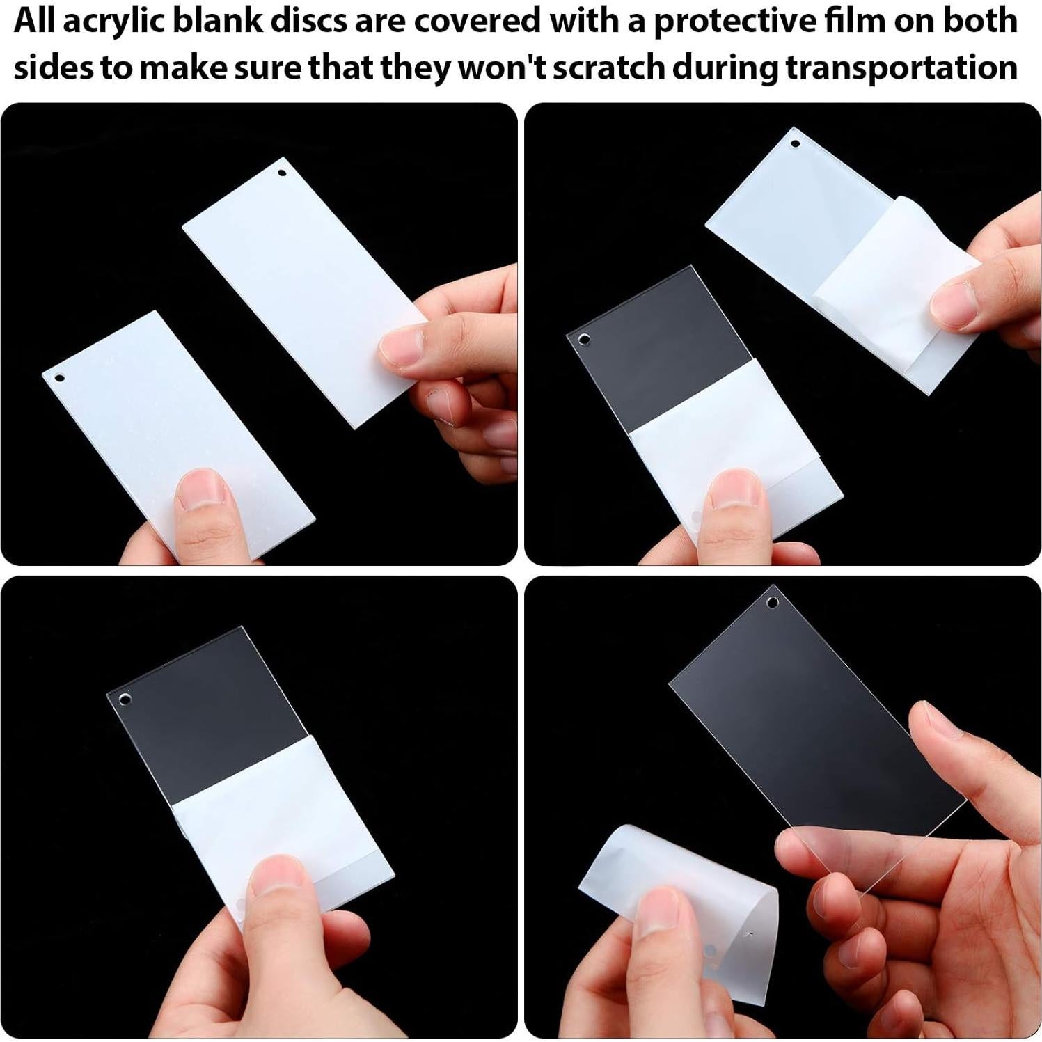 Llavero Acrílico Blanco Rectangular DIY Yaomiao - 12 Piezas