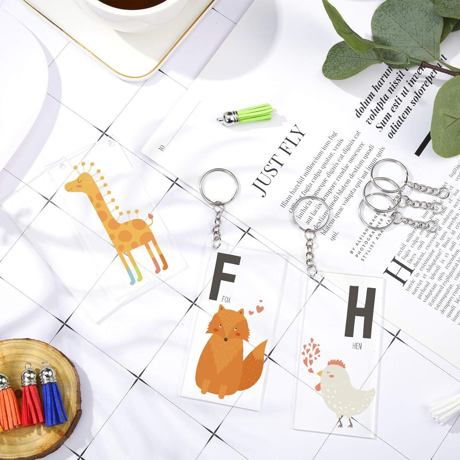 Llavero Acrílico Blanco Rectangular DIY Yaomiao - 12 Piezas