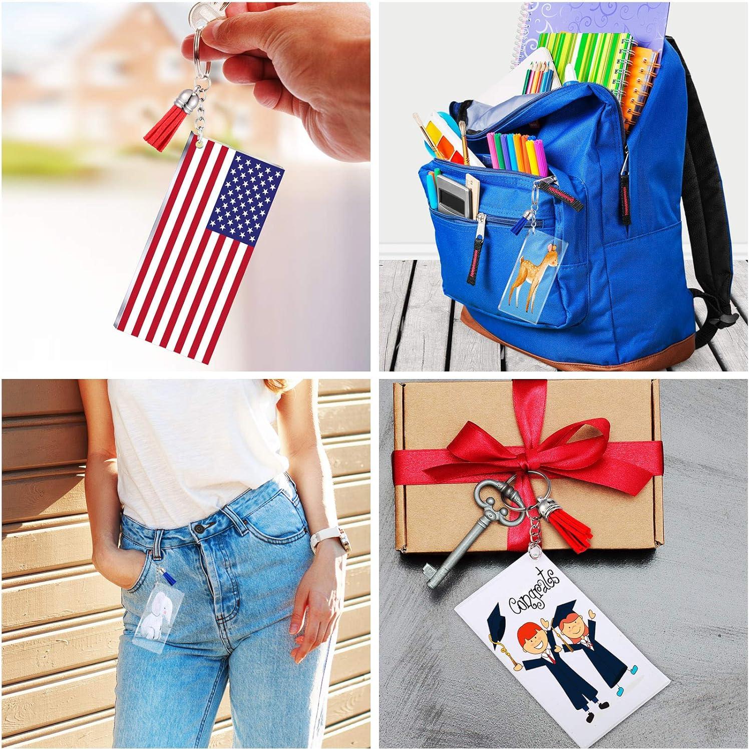 Llavero Acrílico Blanco Rectangular DIY Yaomiao - 12 Piezas