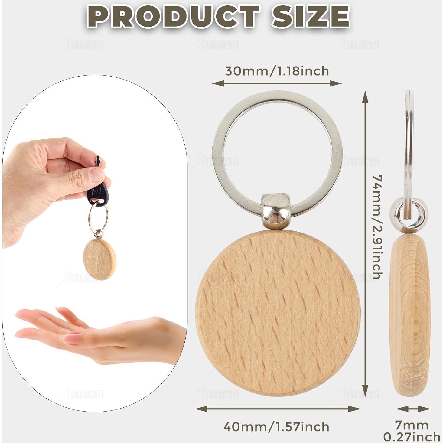 Llavero de Madera Personalizable AUEAR - Paquete de 10 Piezas