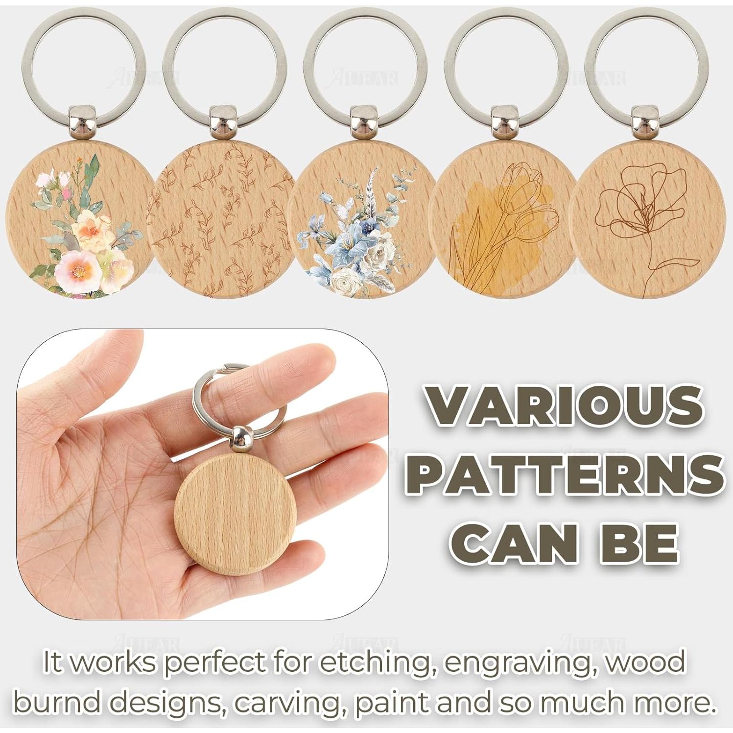 Llavero de Madera Personalizable AUEAR - Paquete de 10 Piezas