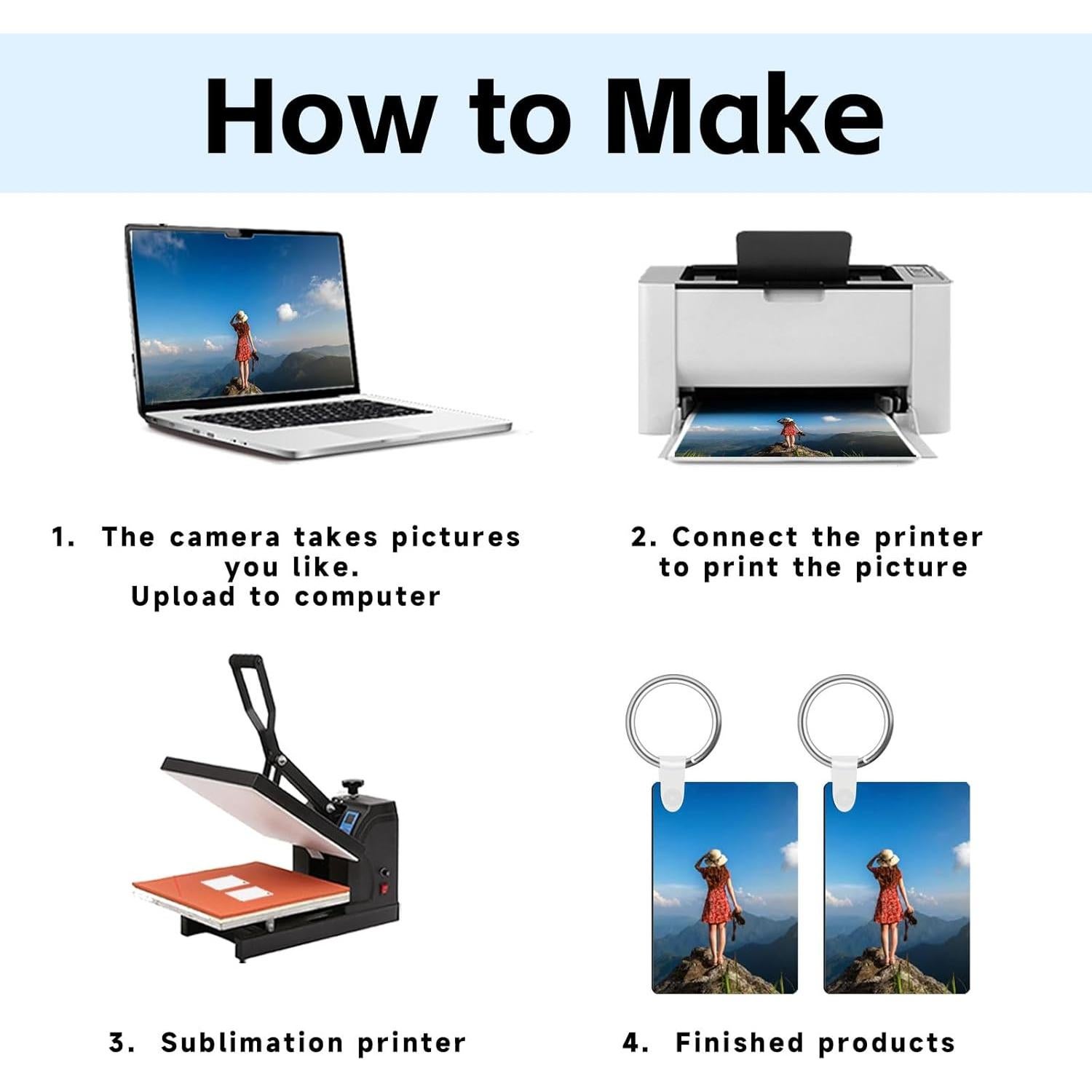 Kit 90 Pcs Llaveros de Sublimación Rectangulares DIY