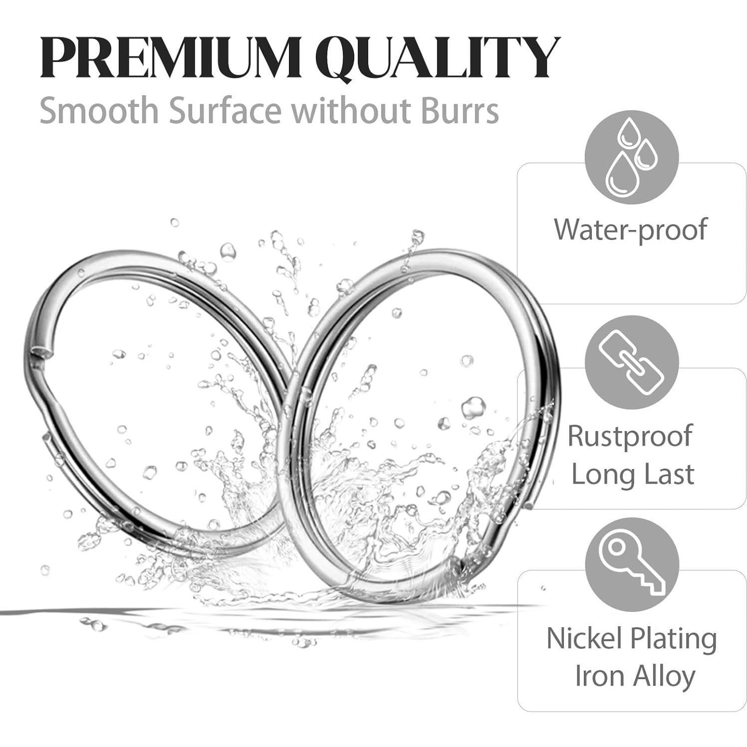 Anillo de Llavero Metálico Dividido 30 Piezas 25mm Plata