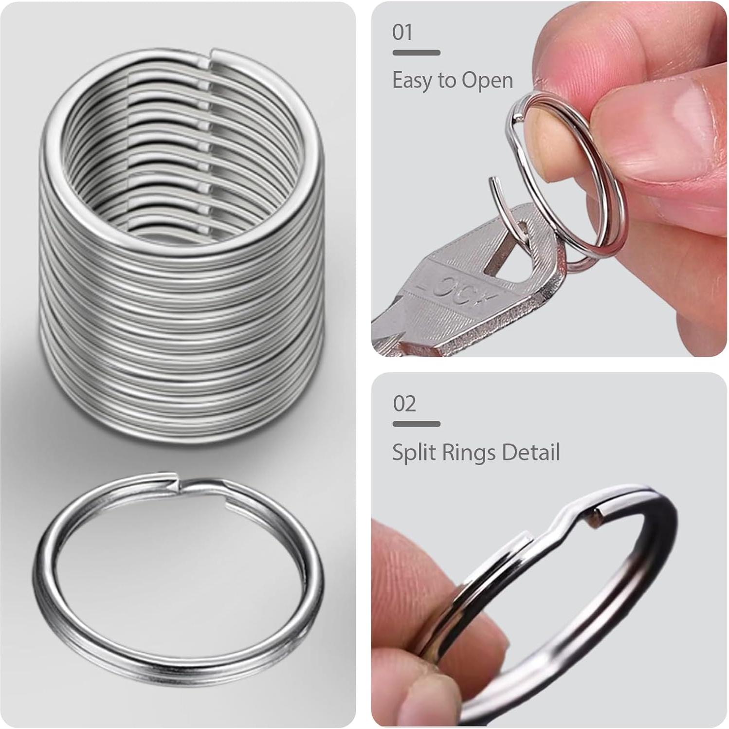 Anillo de Llavero Metálico Dividido 30 Piezas 25mm Plata