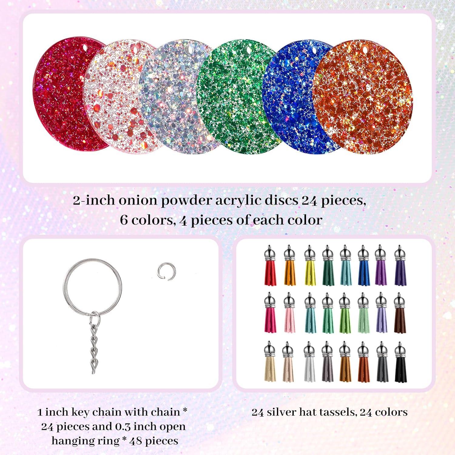 Juego de Llavero Acrílico WILLBOND 24 Piezas DIY Colorido