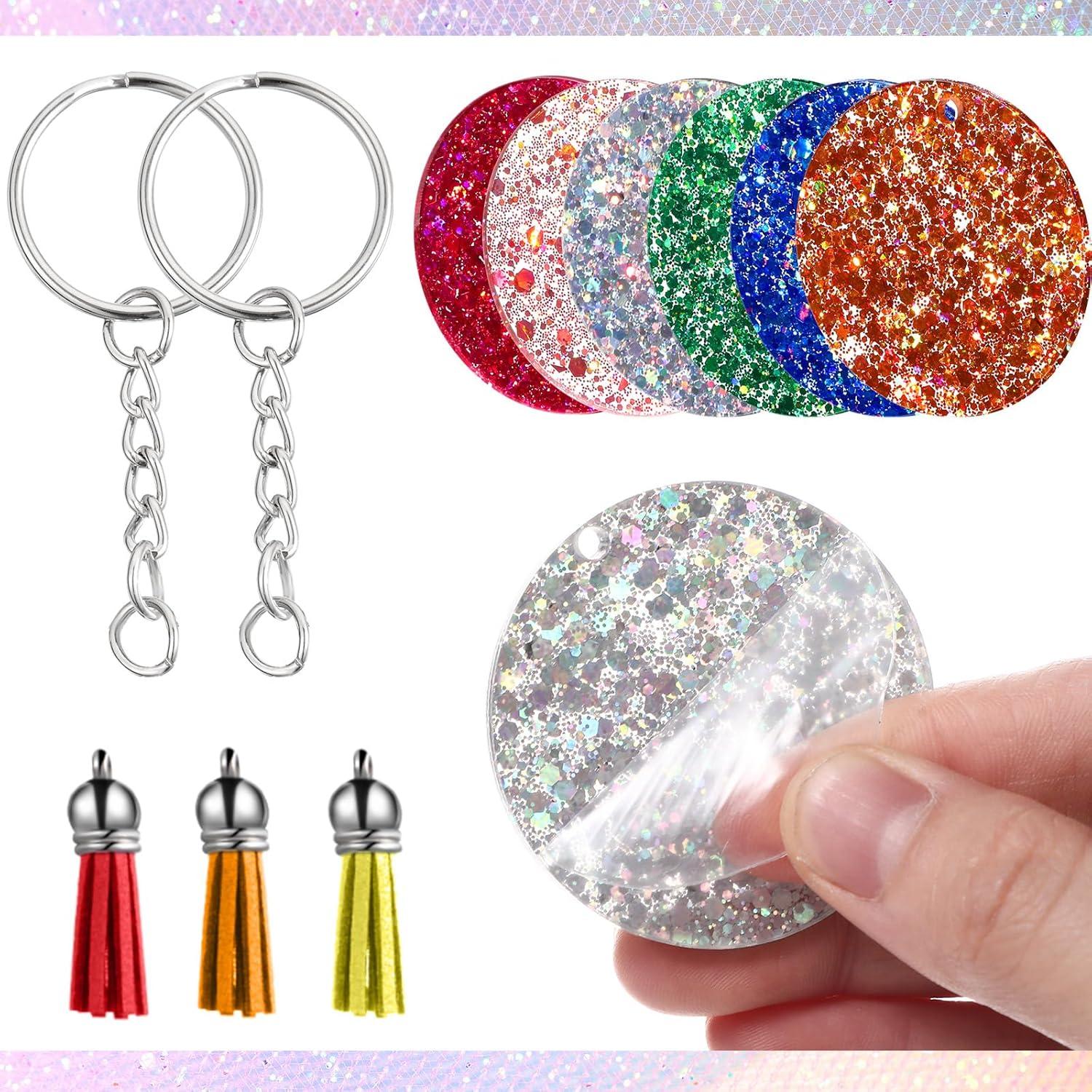 Juego de Llavero Acrílico WILLBOND 24 Piezas DIY Colorido