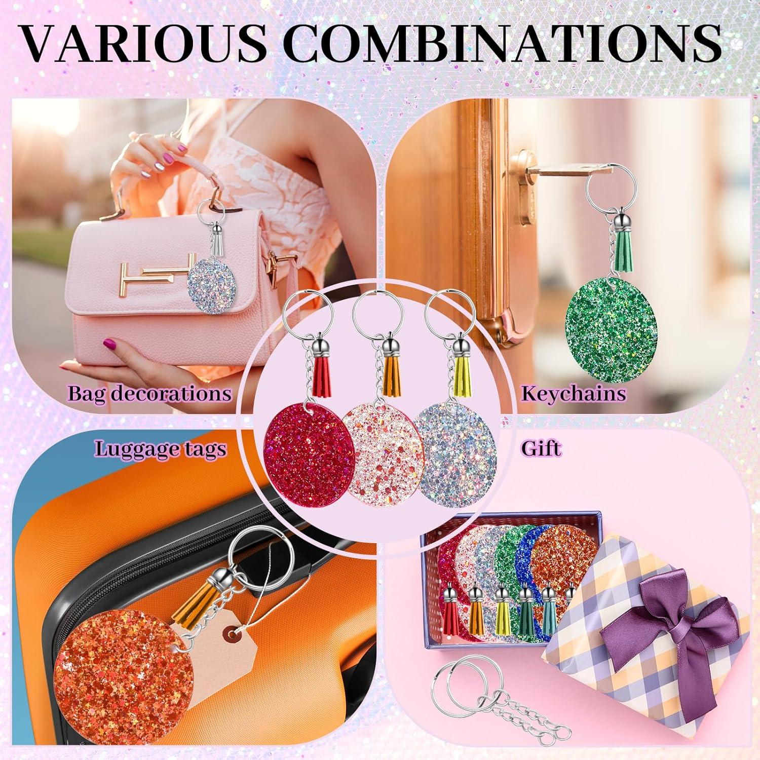 Juego de Llavero Acrílico WILLBOND 24 Piezas DIY Colorido