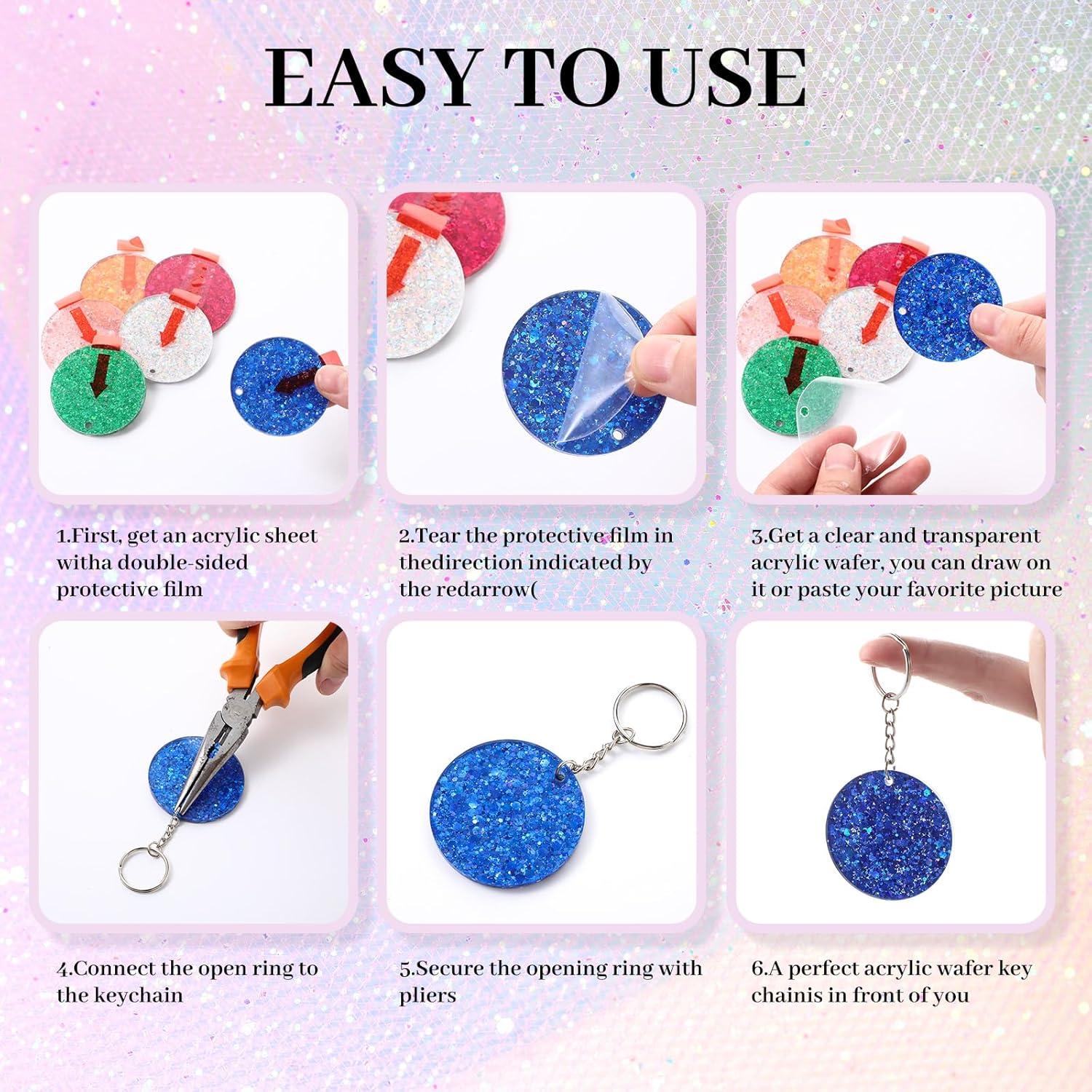 Juego de Llavero Acrílico WILLBOND 24 Piezas DIY Colorido