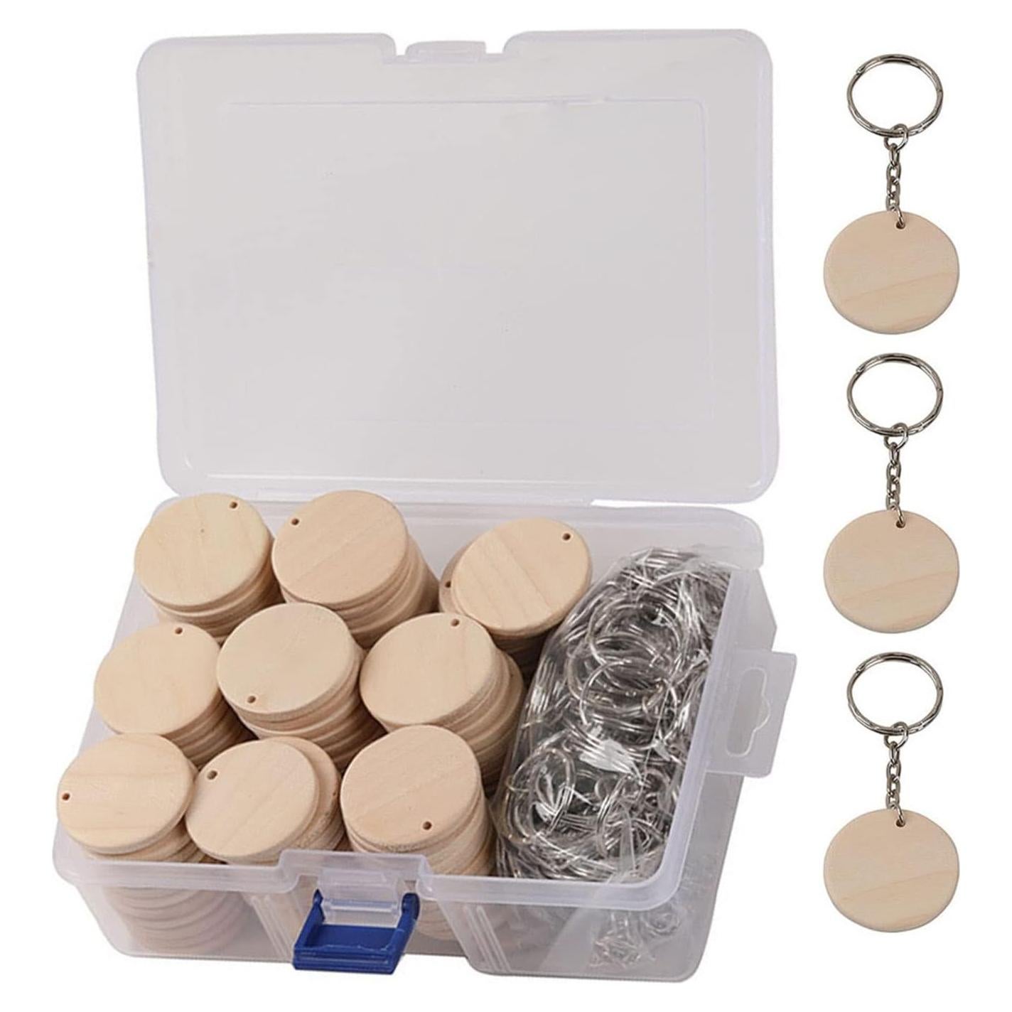 50 Piezas Círculos de Madera con Llaveros QMTSINEW