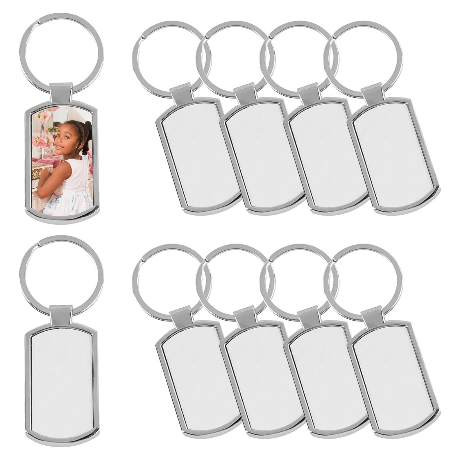 10 Llaveros Metálicos Rectangulares Blancos para Sublimación