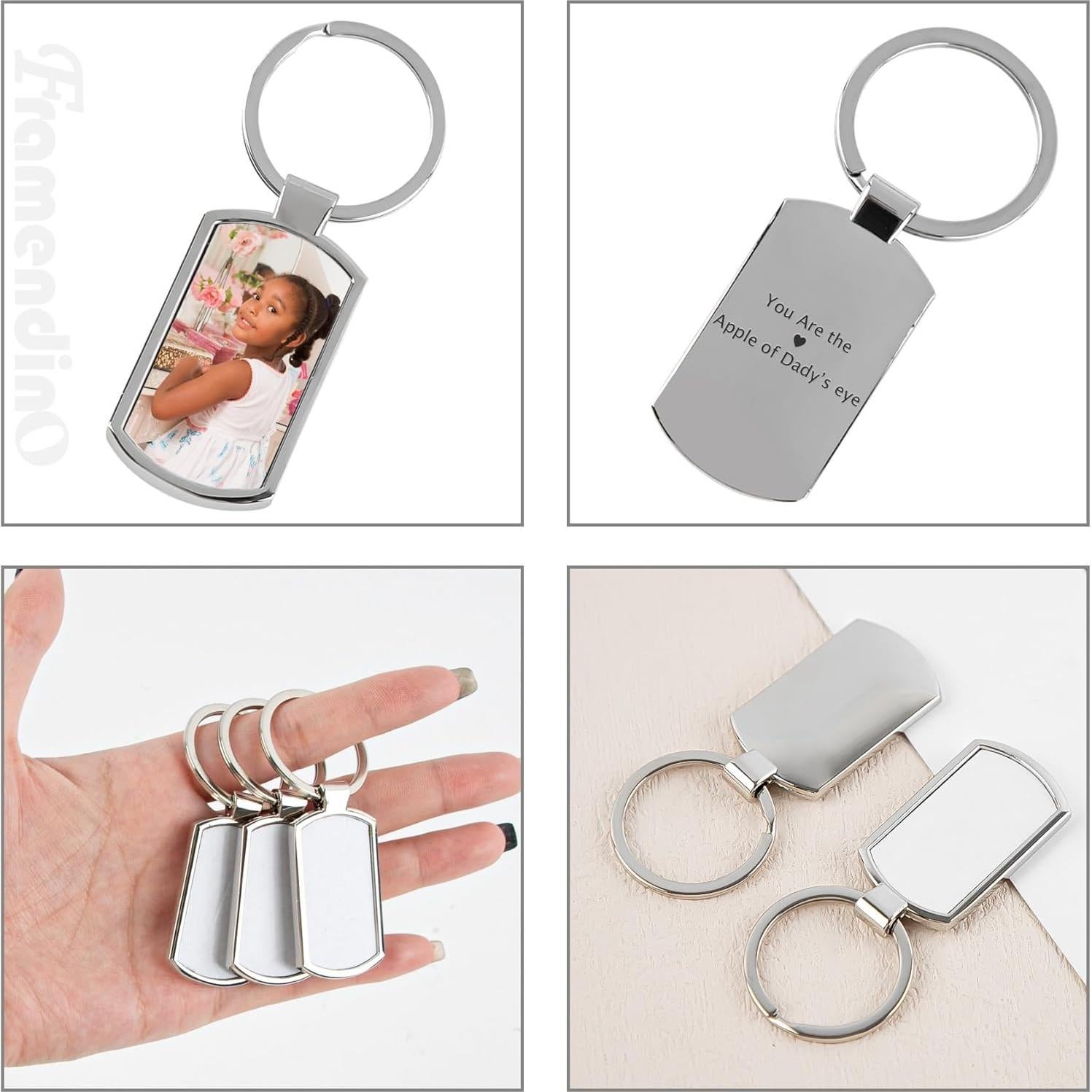 10 Llaveros Metálicos Rectangulares Blancos para Sublimación