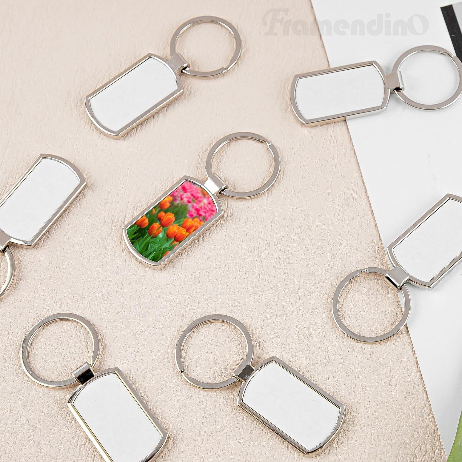 10 Llaveros Metálicos Rectangulares Blancos para Sublimación