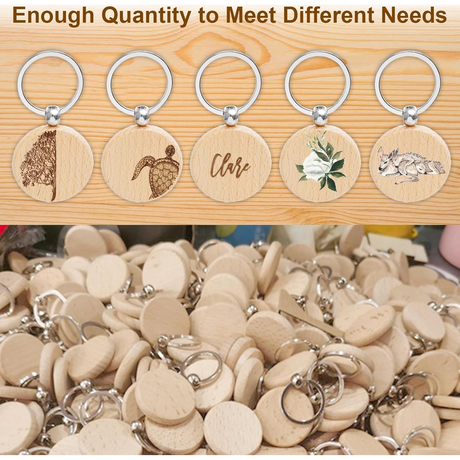 Set de 100 llaveros de madera redondos 3.99 cm Voittozege