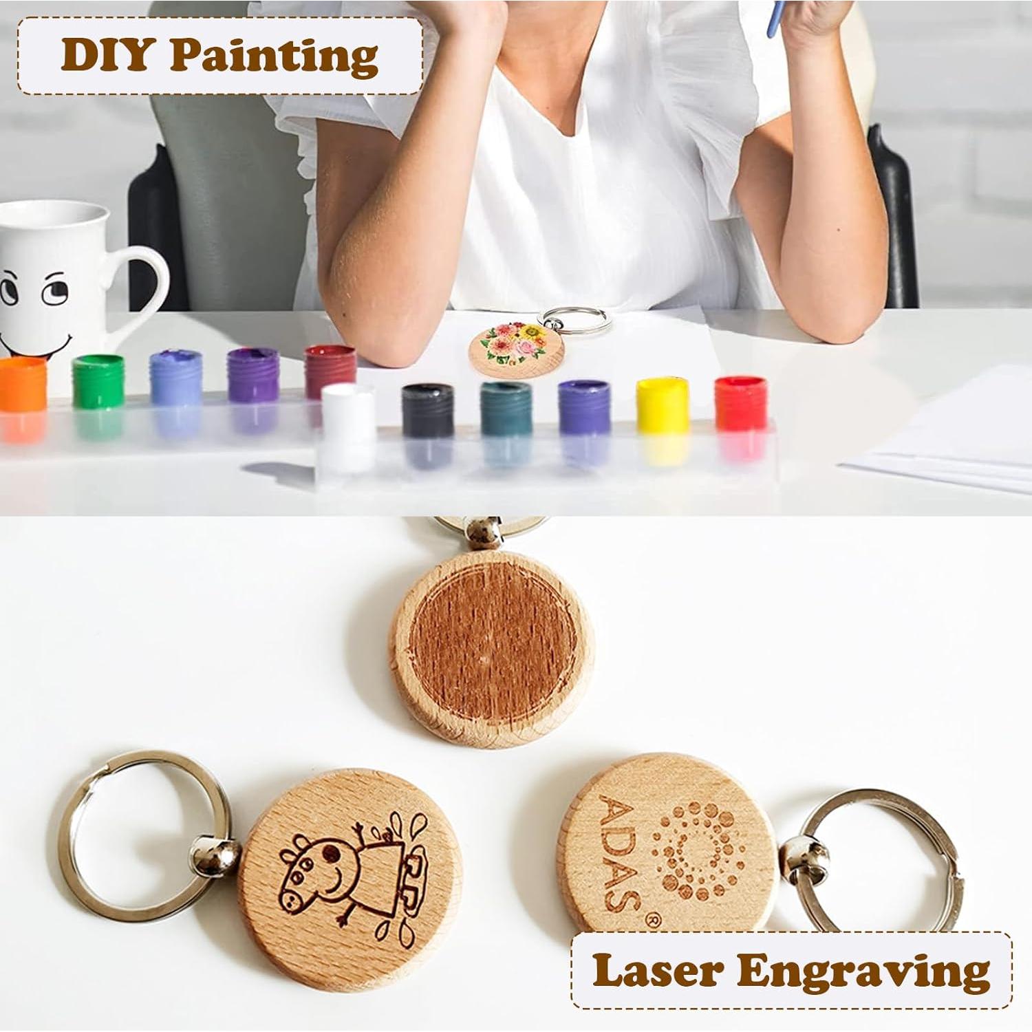 Set de 100 llaveros de madera redondos 3.99 cm Voittozege