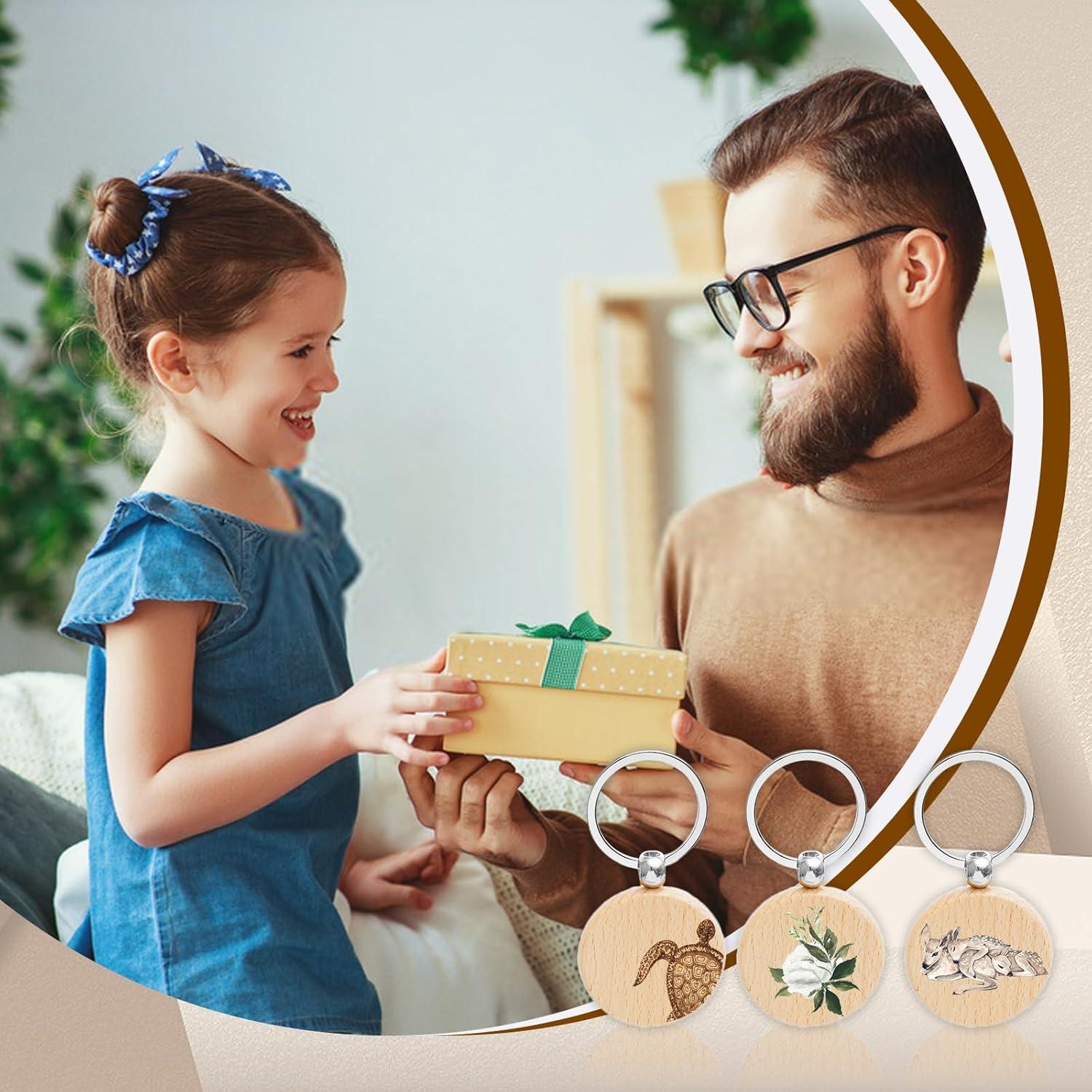 Set de 100 llaveros de madera redondos 3.99 cm Voittozege