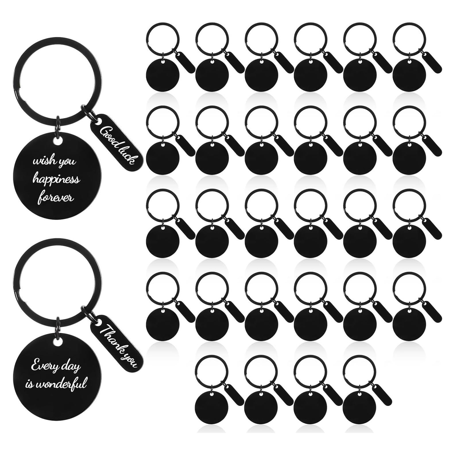 30 Llaveros de Acero Inoxidable Grabables en Blanco PEOVLVN