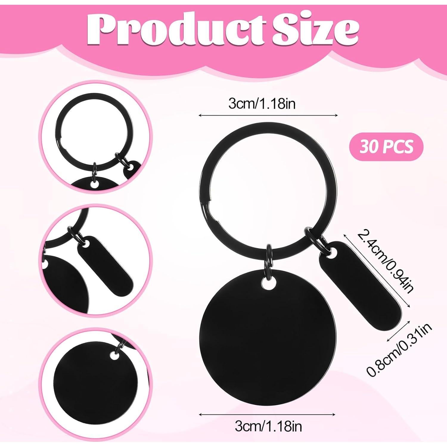 30 Llaveros de Acero Inoxidable Grabables en Blanco PEOVLVN