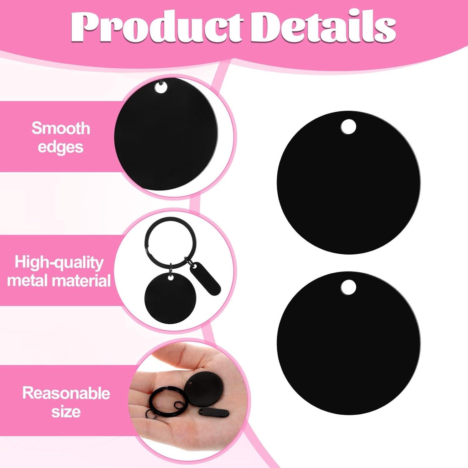 30 Llaveros de Acero Inoxidable Grabables en Blanco PEOVLVN