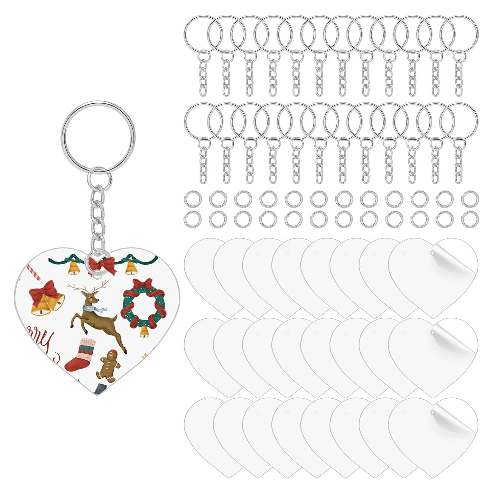 72 Piezas Corazones Acrílicos Transparentes para Llaveros DIY