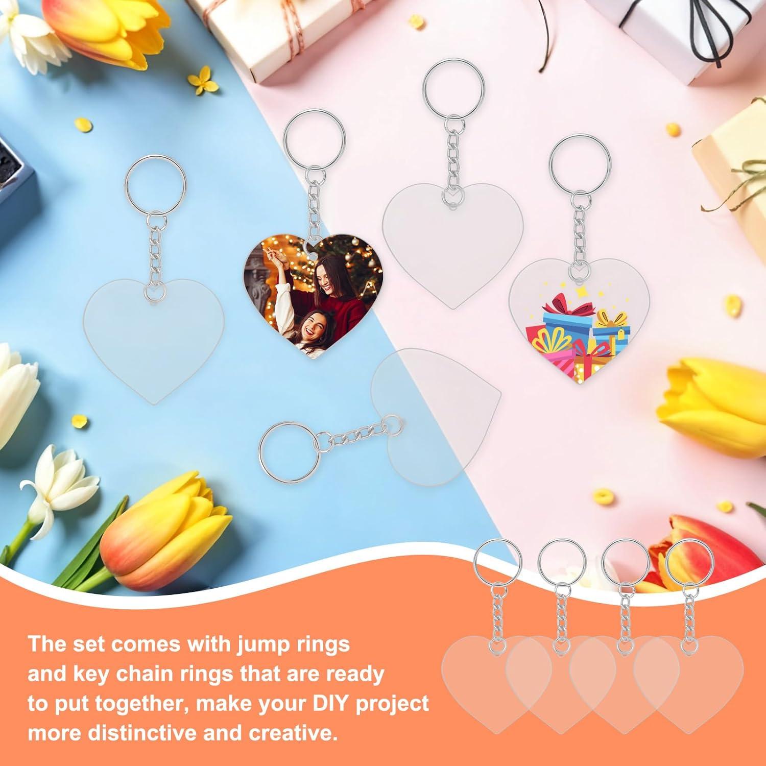 72 Piezas Corazones Acrílicos Transparentes para Llaveros DIY