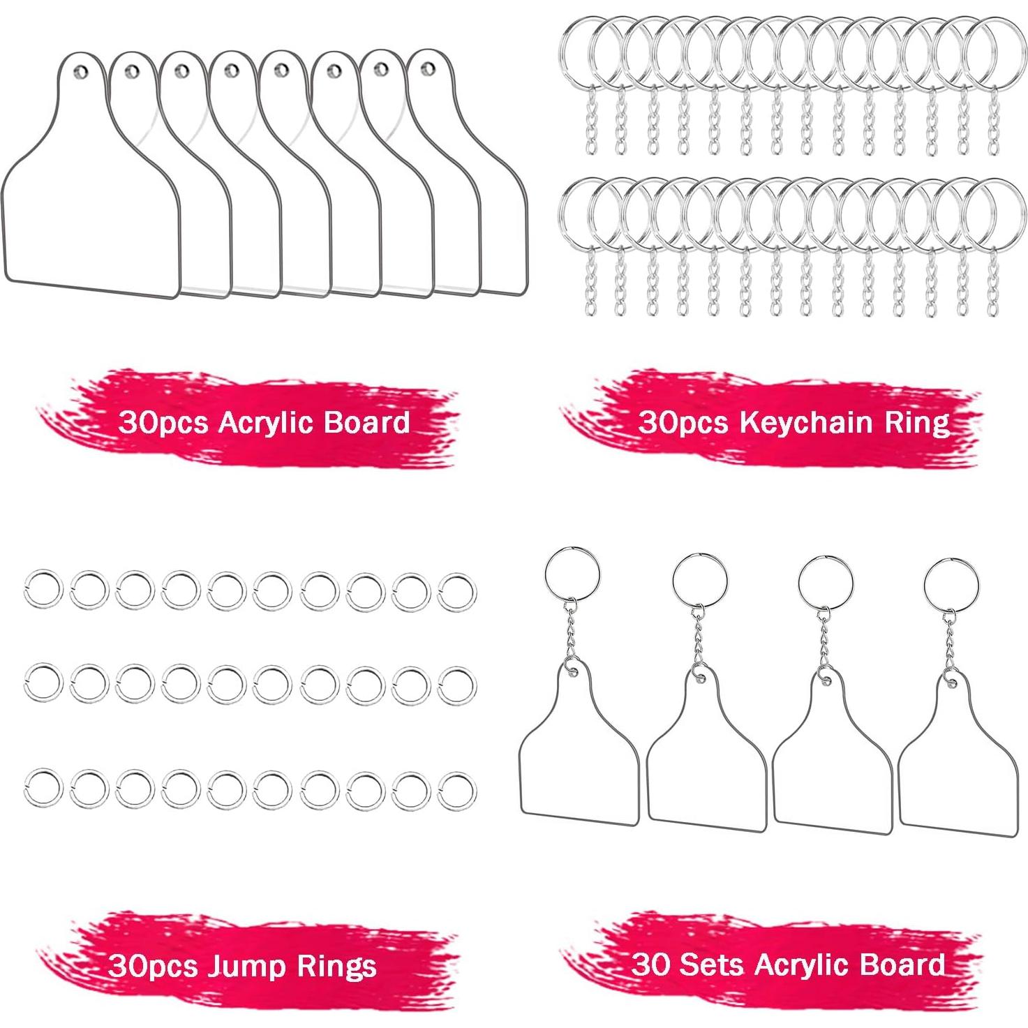 Kit de Etiquetas de Acrílico EFFIET 90 Piezas DIY Llaveros