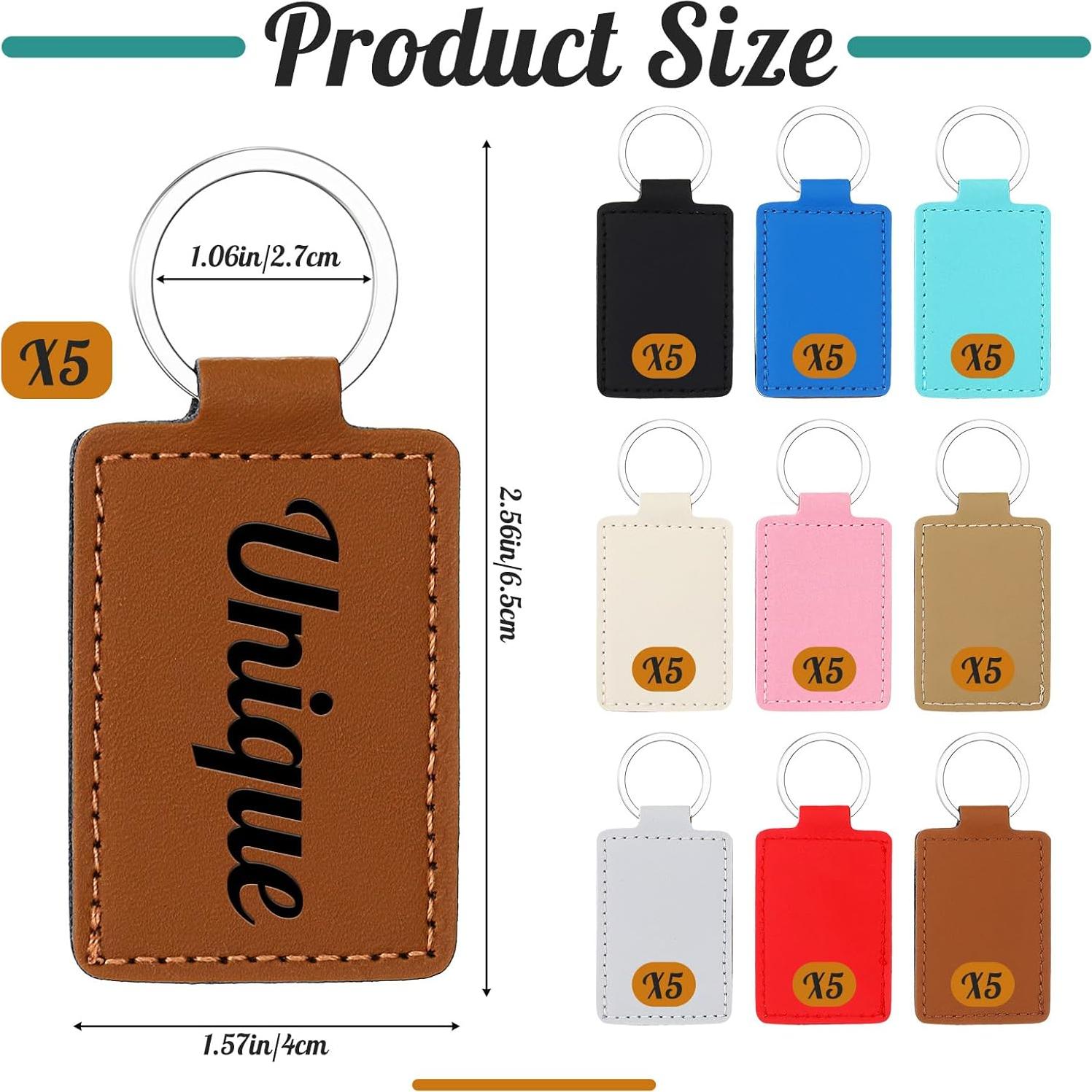 50 Llaveros de Cuero PU Wonderjune 6.5x4 cm Multicolor