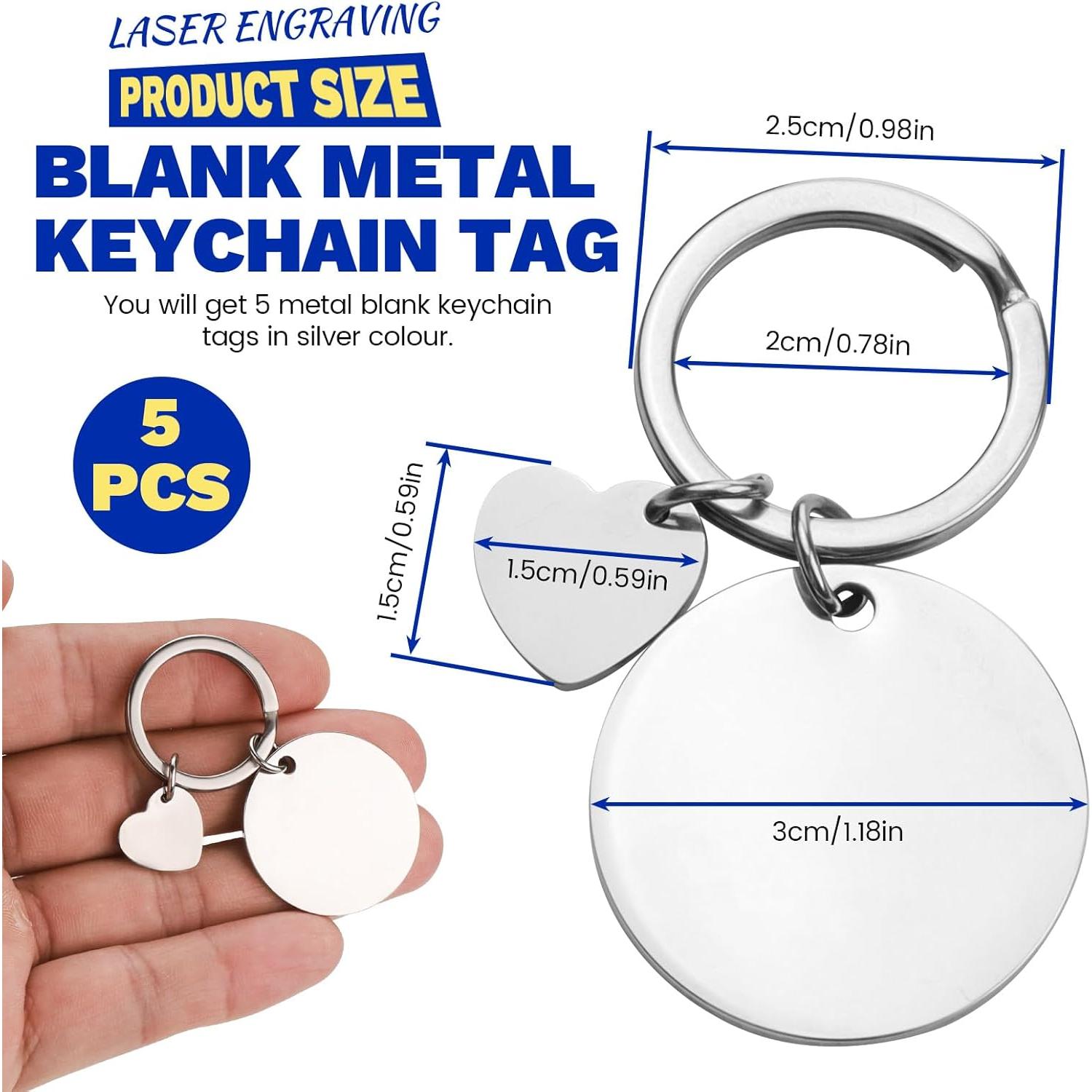 Paquete de 5 llaveros grabables de acero inoxidable Realand