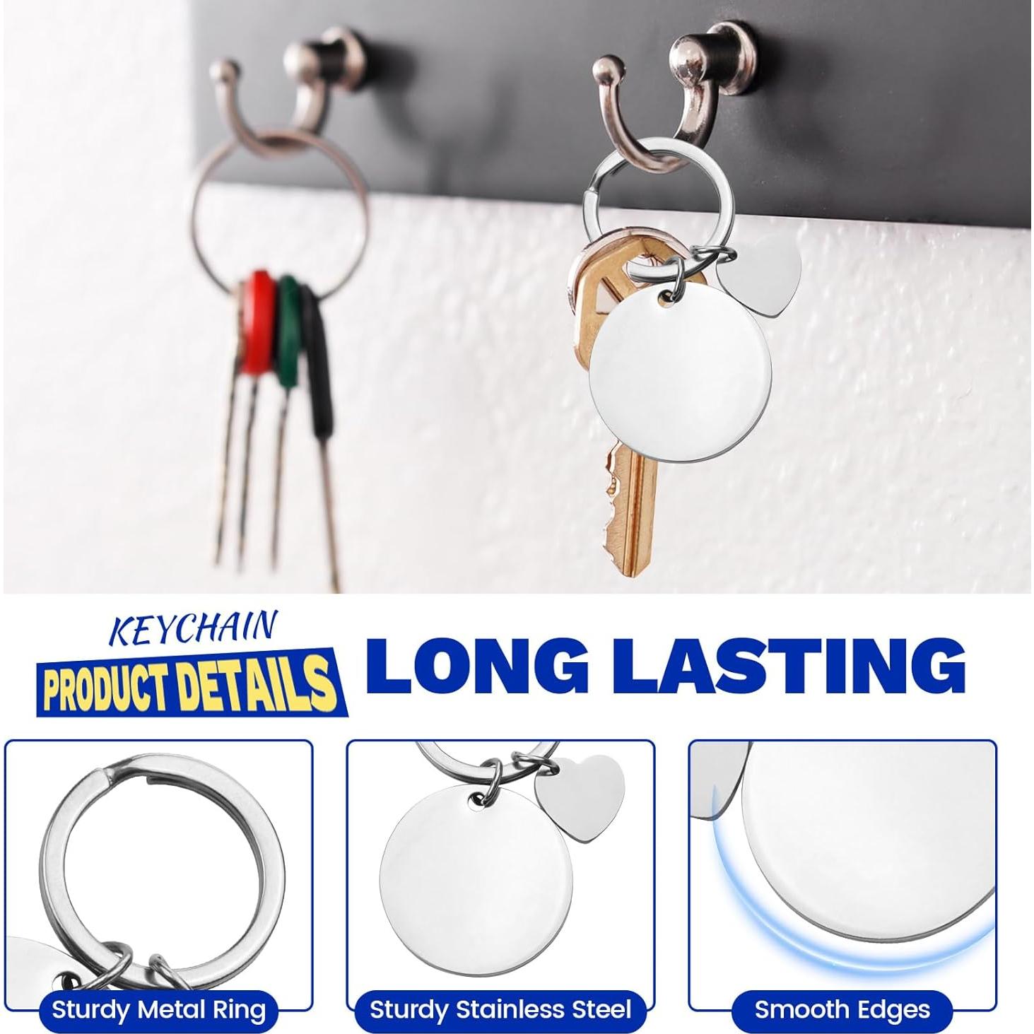 Paquete de 5 llaveros grabables de acero inoxidable Realand