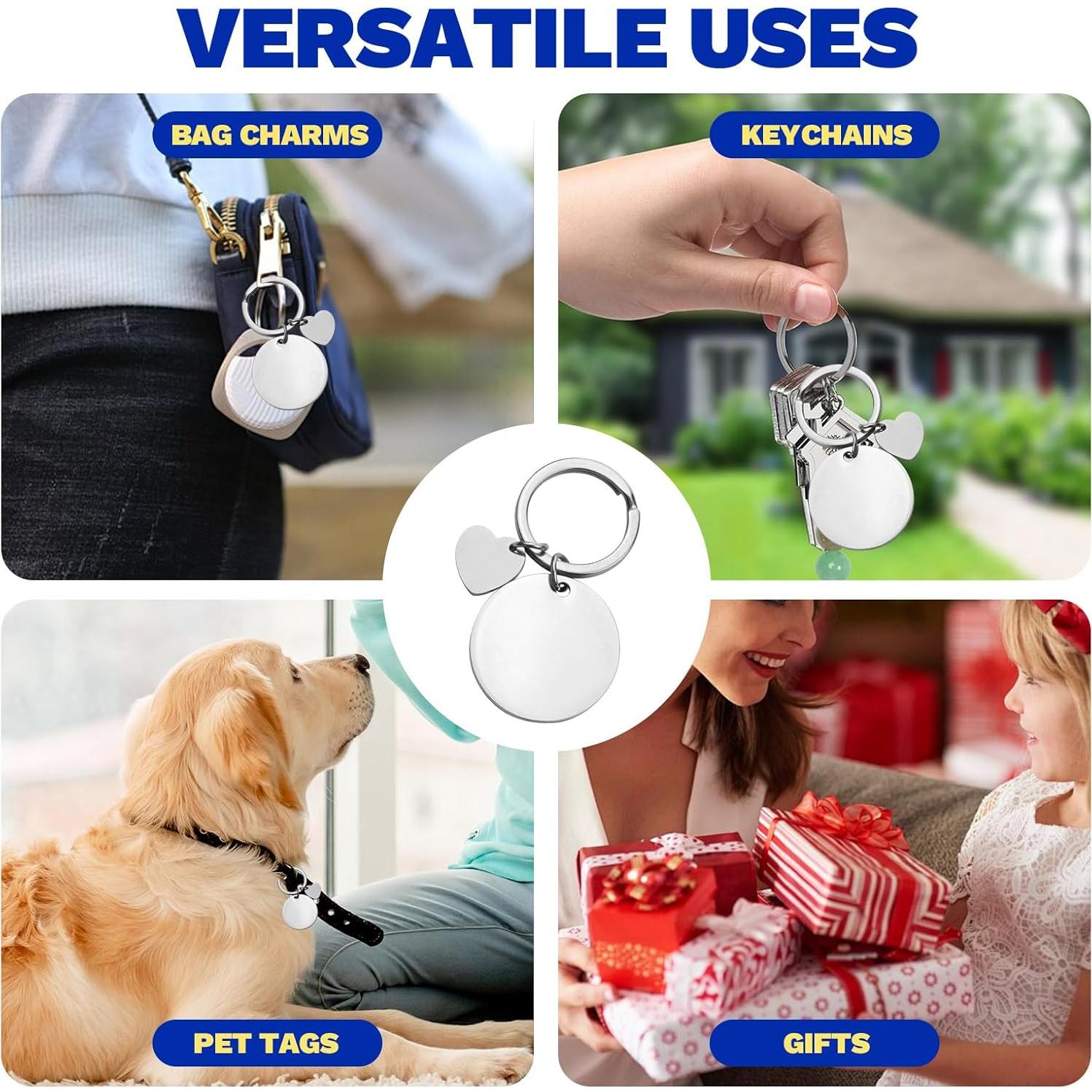 Paquete de 5 llaveros grabables de acero inoxidable Realand