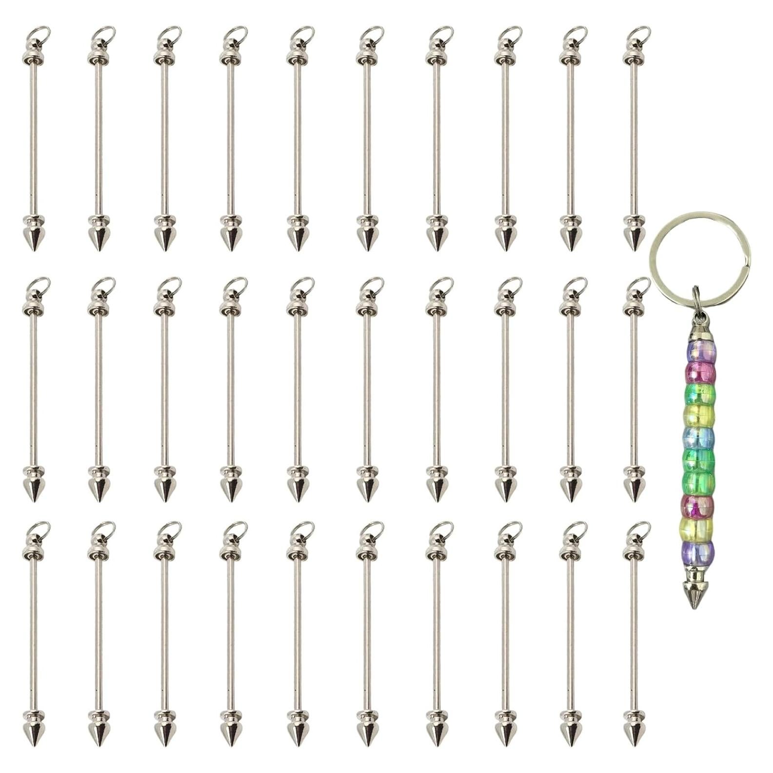 30 Barras de Llaveros Hacibles YFXJC 7.9cm Metal Plateado