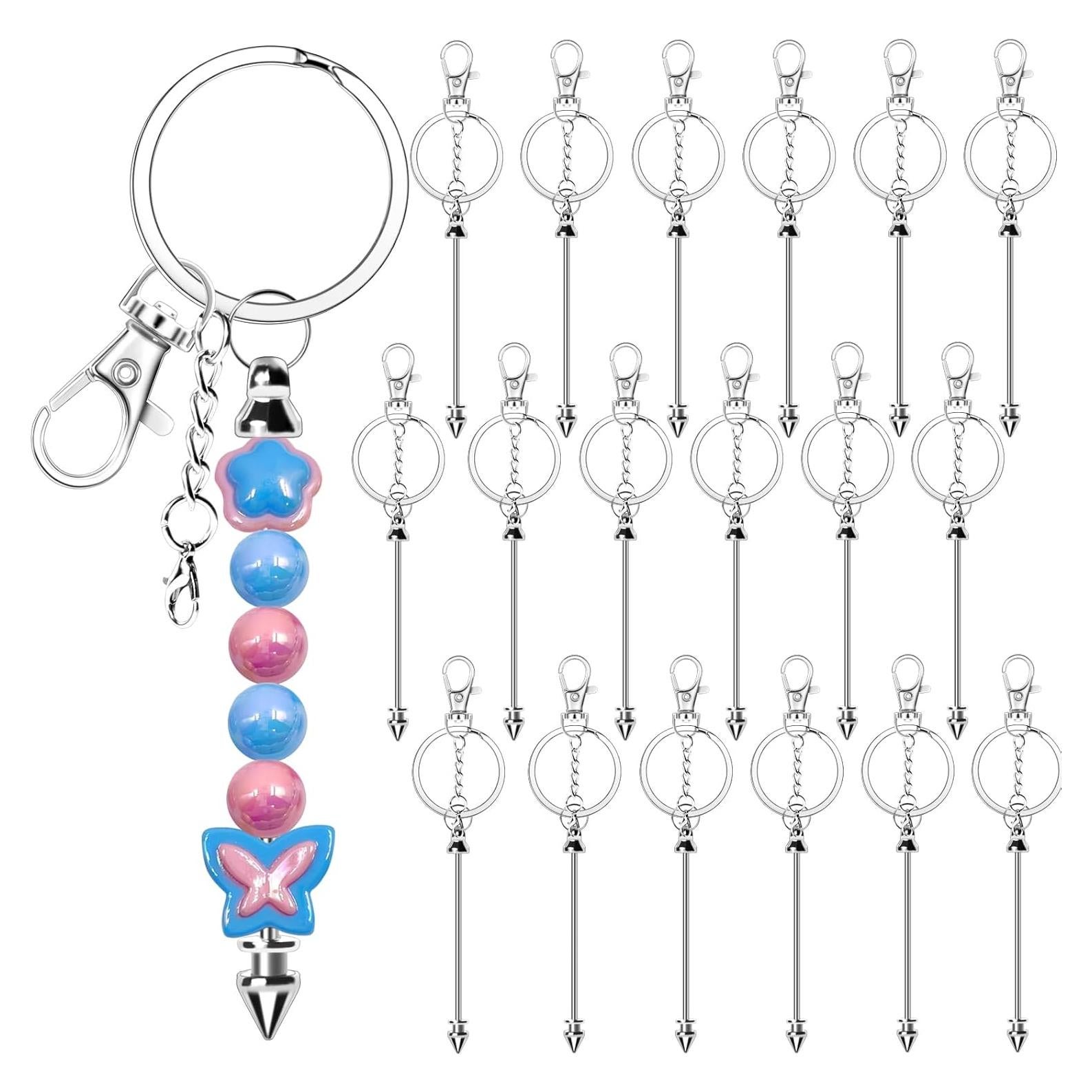 Kit de 18 llaveros con cuentas CXIIPOL - Plata, DIY