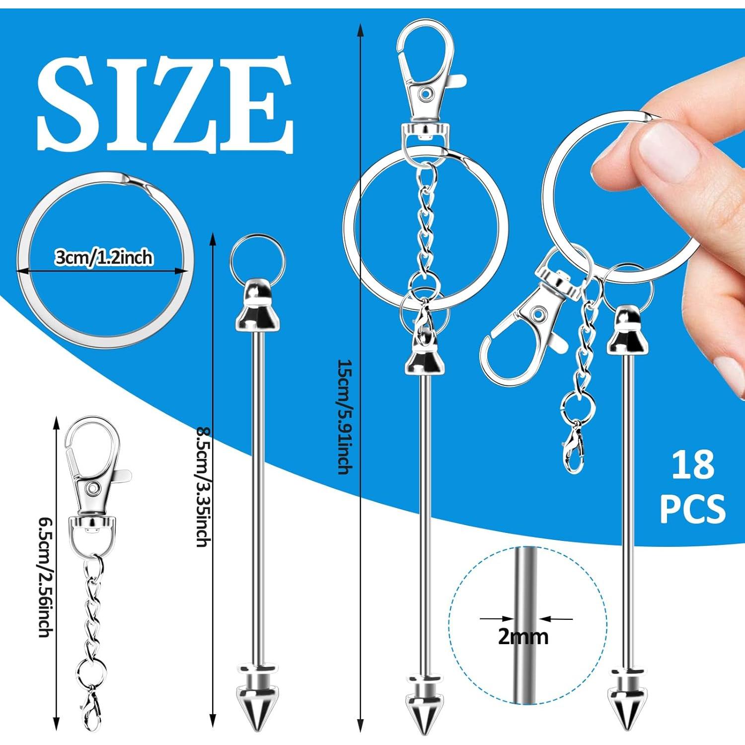 Kit de 18 llaveros con cuentas CXIIPOL - Plata, DIY
