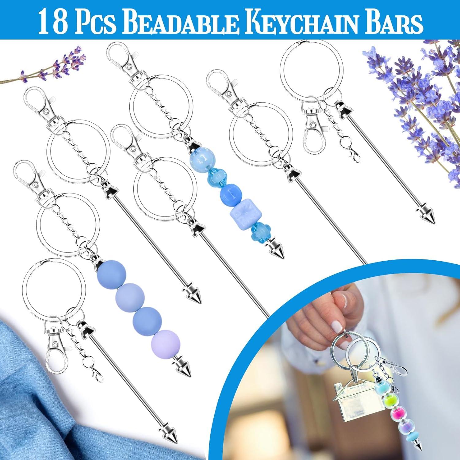 Kit de 18 llaveros con cuentas CXIIPOL - Plata, DIY