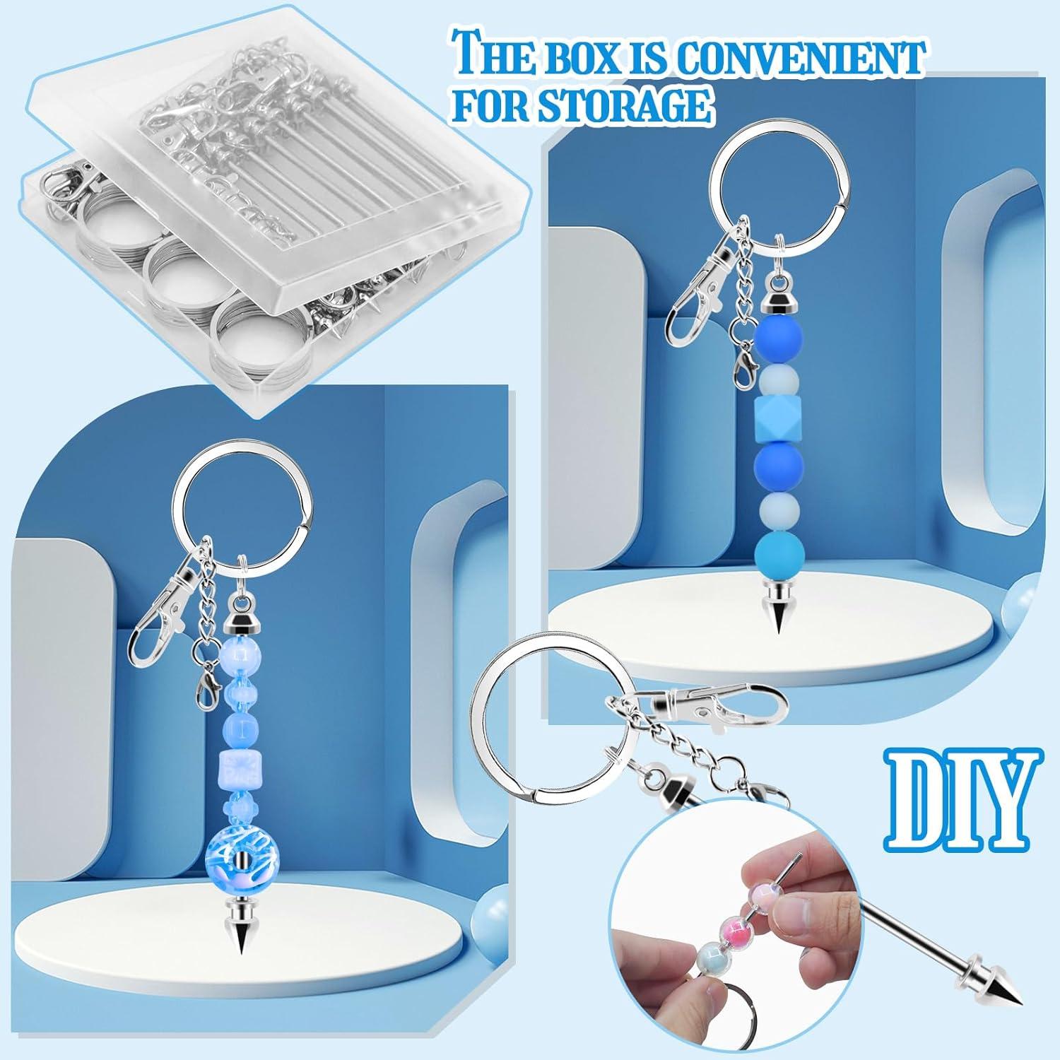 Kit de 18 llaveros con cuentas CXIIPOL - Plata, DIY