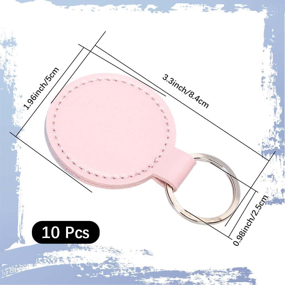 10 Llavero Redondo de Cuero PU Rosa CALFOVERA para Manualidades