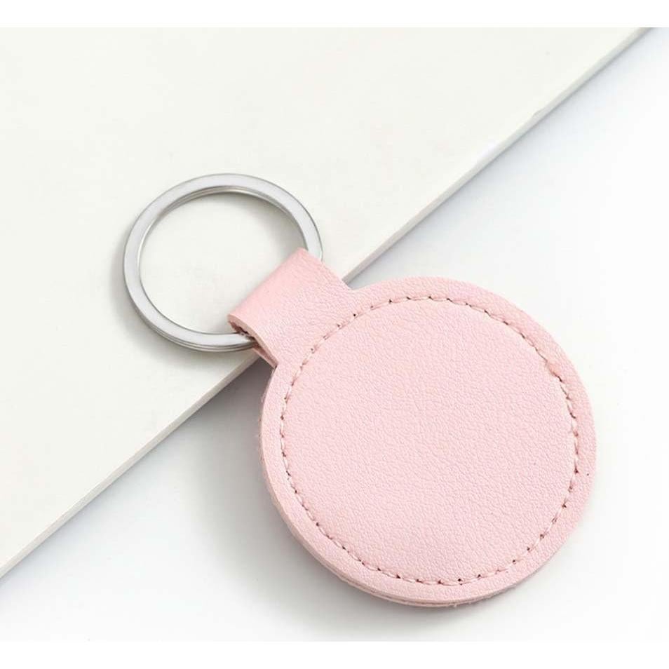 10 Llavero Redondo de Cuero PU Rosa CALFOVERA para Manualidades