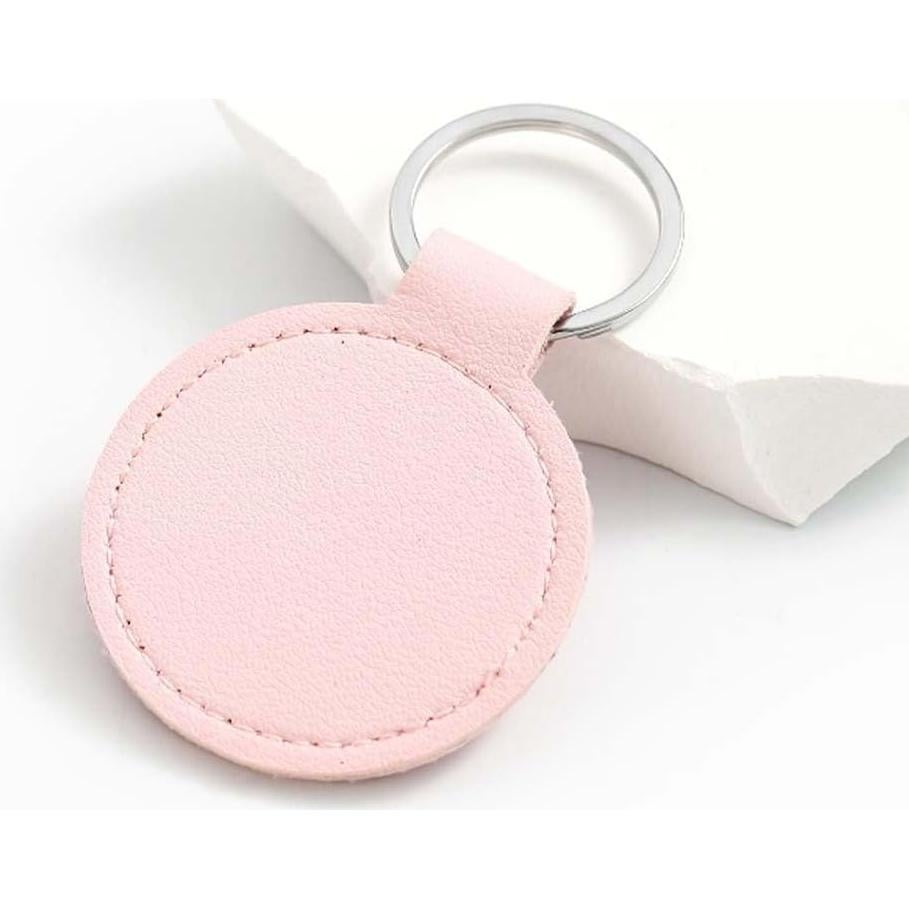 10 Llavero Redondo de Cuero PU Rosa CALFOVERA para Manualidades