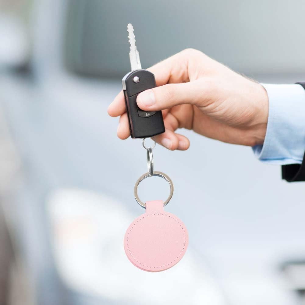 10 Llavero Redondo de Cuero PU Rosa CALFOVERA para Manualidades